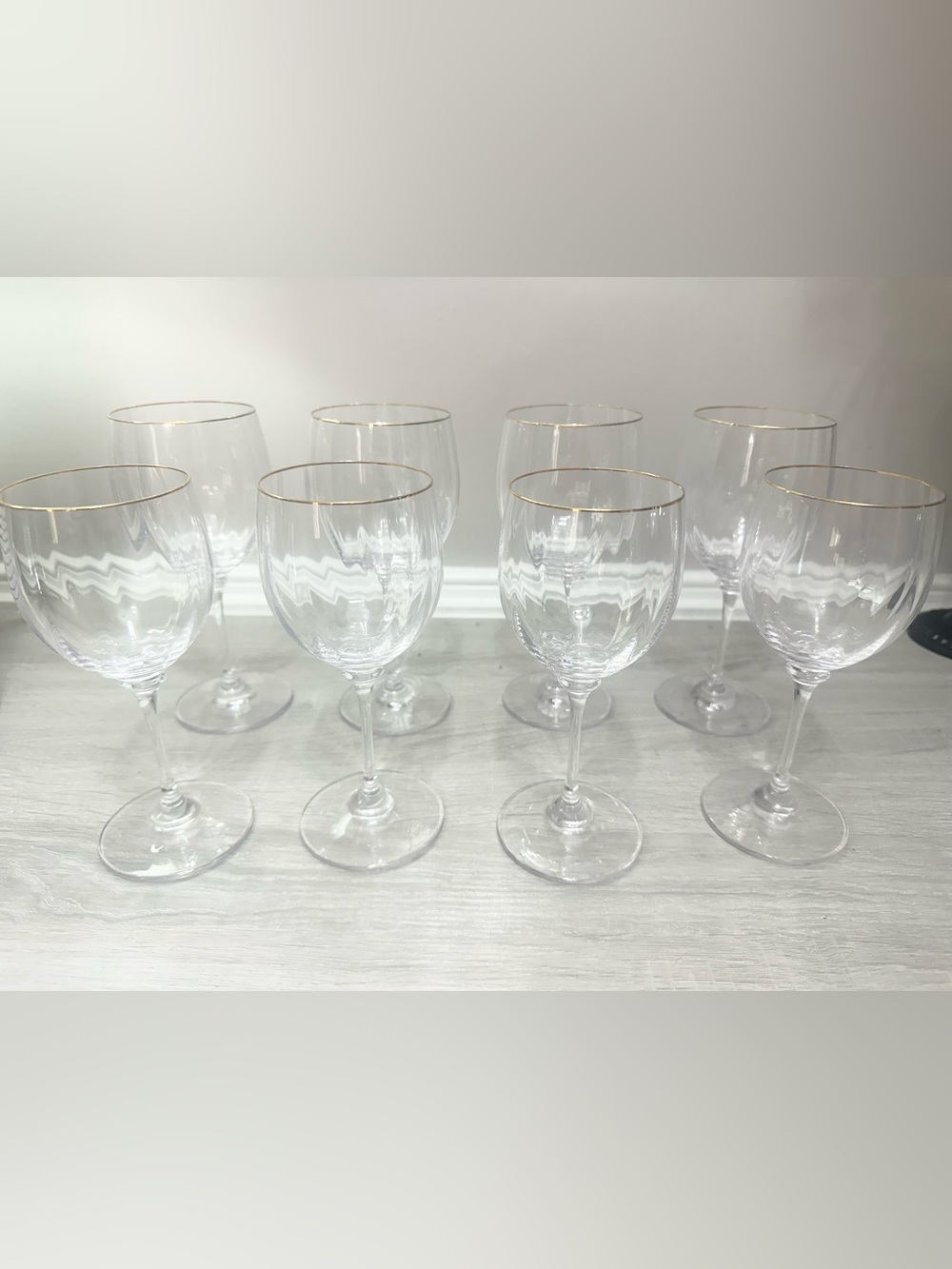 Mikasa Clear Wine Glasses with Gold Rim - Set of 8